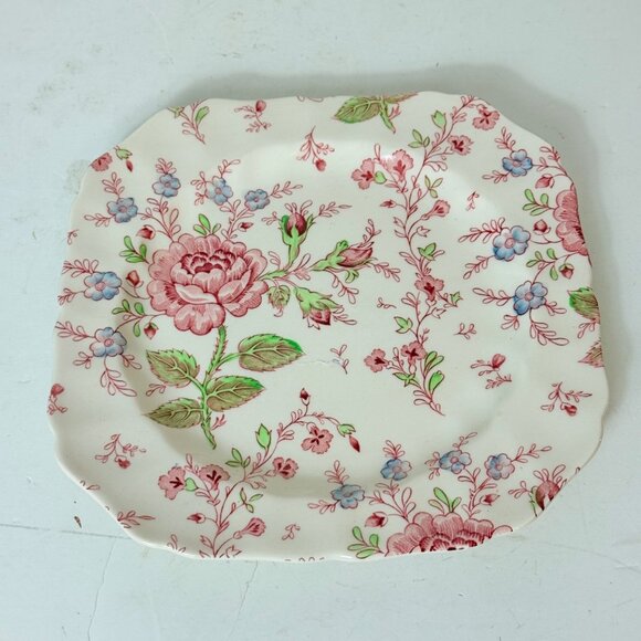 Johnson Bros Rose Chintz Square Plate 7.5 Iich VTG England Floral Cottage Chic - Picture 14 of 15